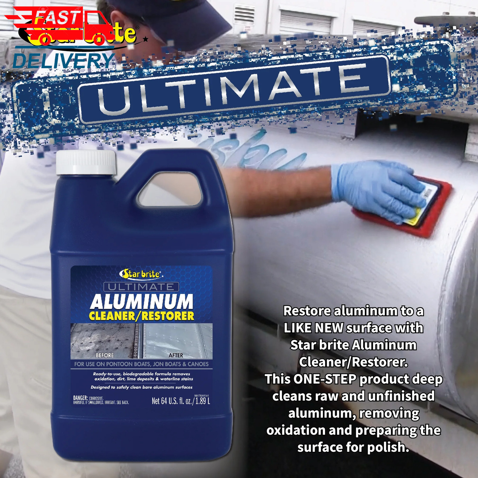 Ultimate Aluminum Cleaner & Restorer – for Pontoon Boats, Jon Boats, 64 OZ 👌✅