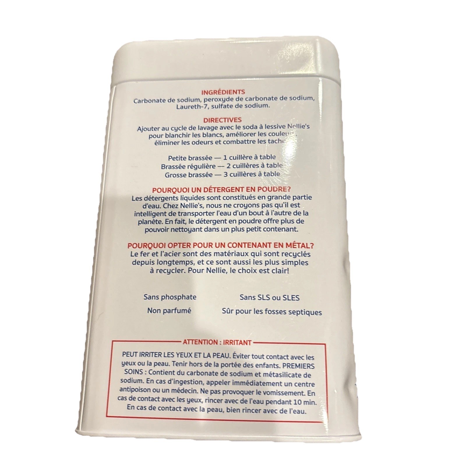 Nellie’s All-Natural Oxygen Brightener 100 Loads Tin 3.75 lb