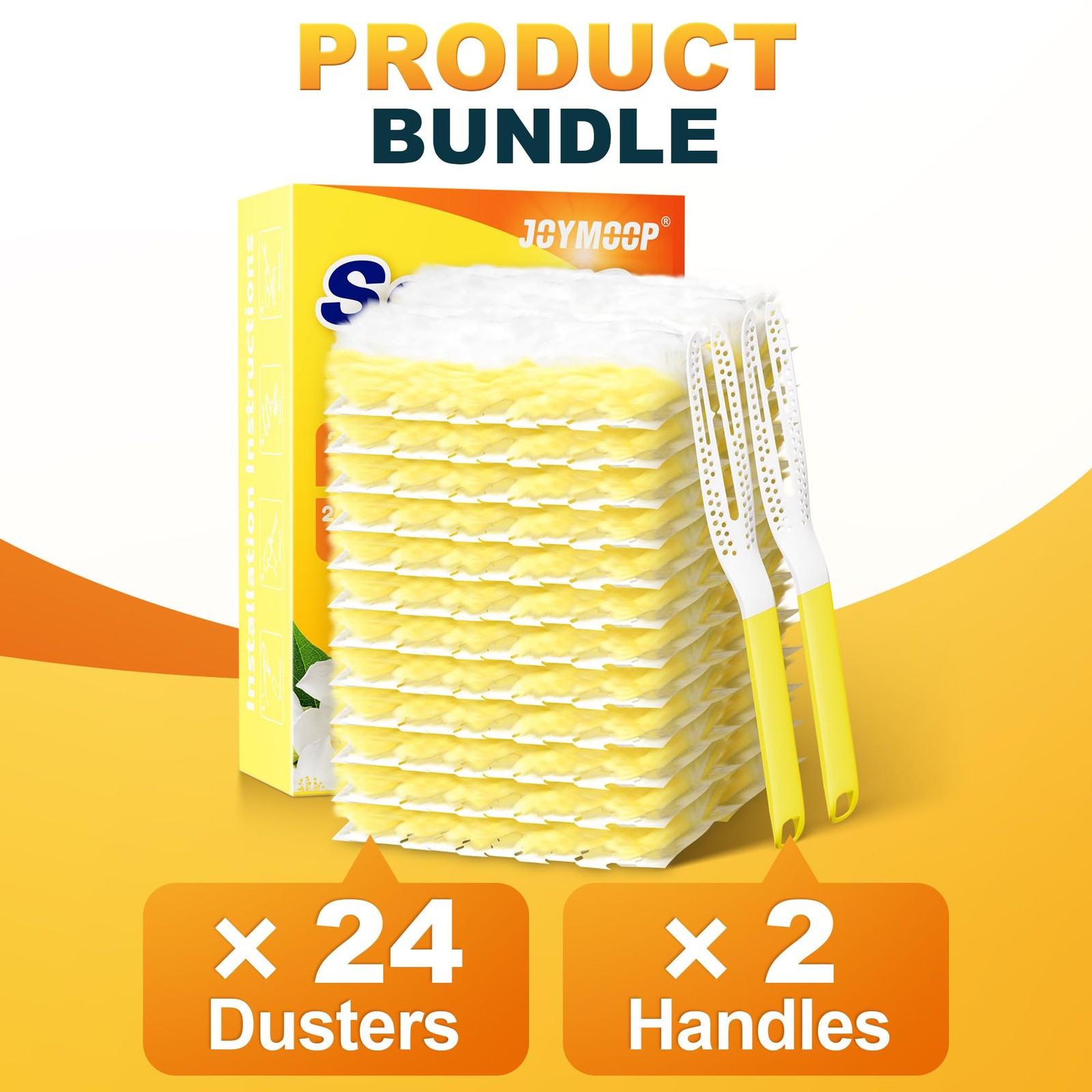 Disposable Electrostatic Duster for Cleaning, with 2 Handles & 24 Ct Yellow H…