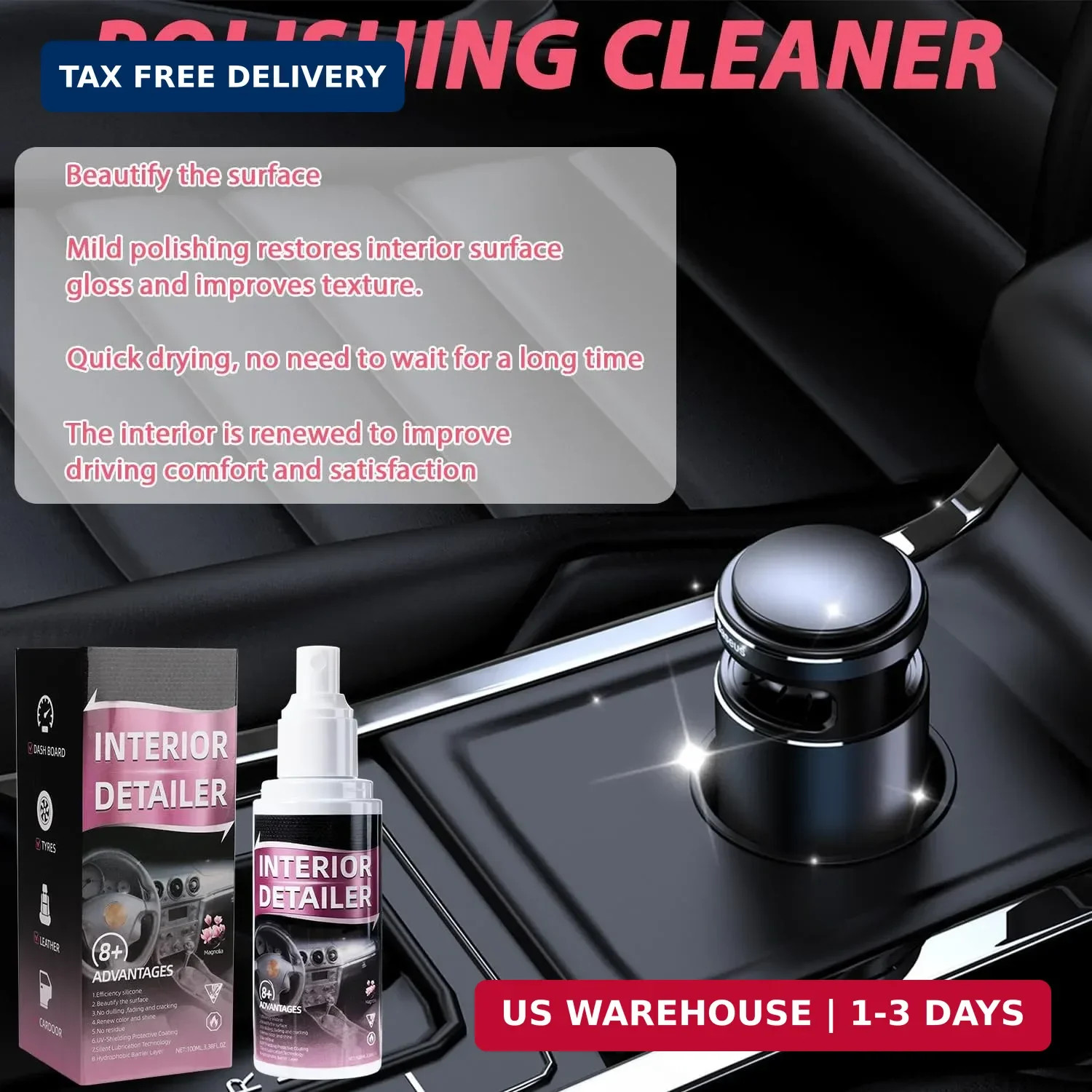 Car Interior Cleaner Set 2Pcs Detailer Spray Deep Cleaner set