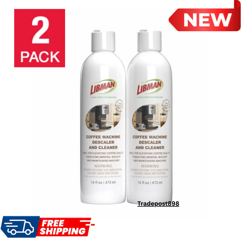 Libman Coffee Machine Descaler & Cleaner, Mineral Buildup Dissolution, 2-Count