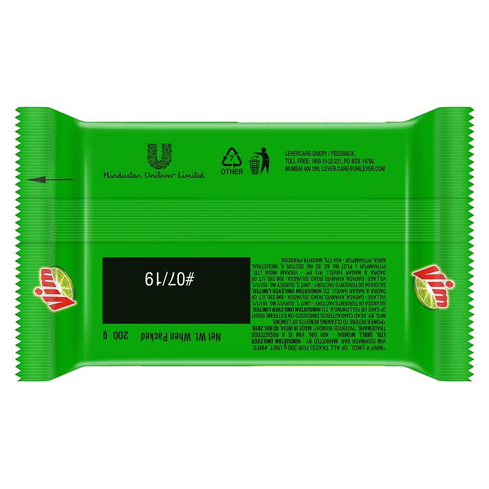 Vim Fresh Lemon Dishwash Bar 200 g (Combo Pack of 3) Tough Stain & Grease Remova