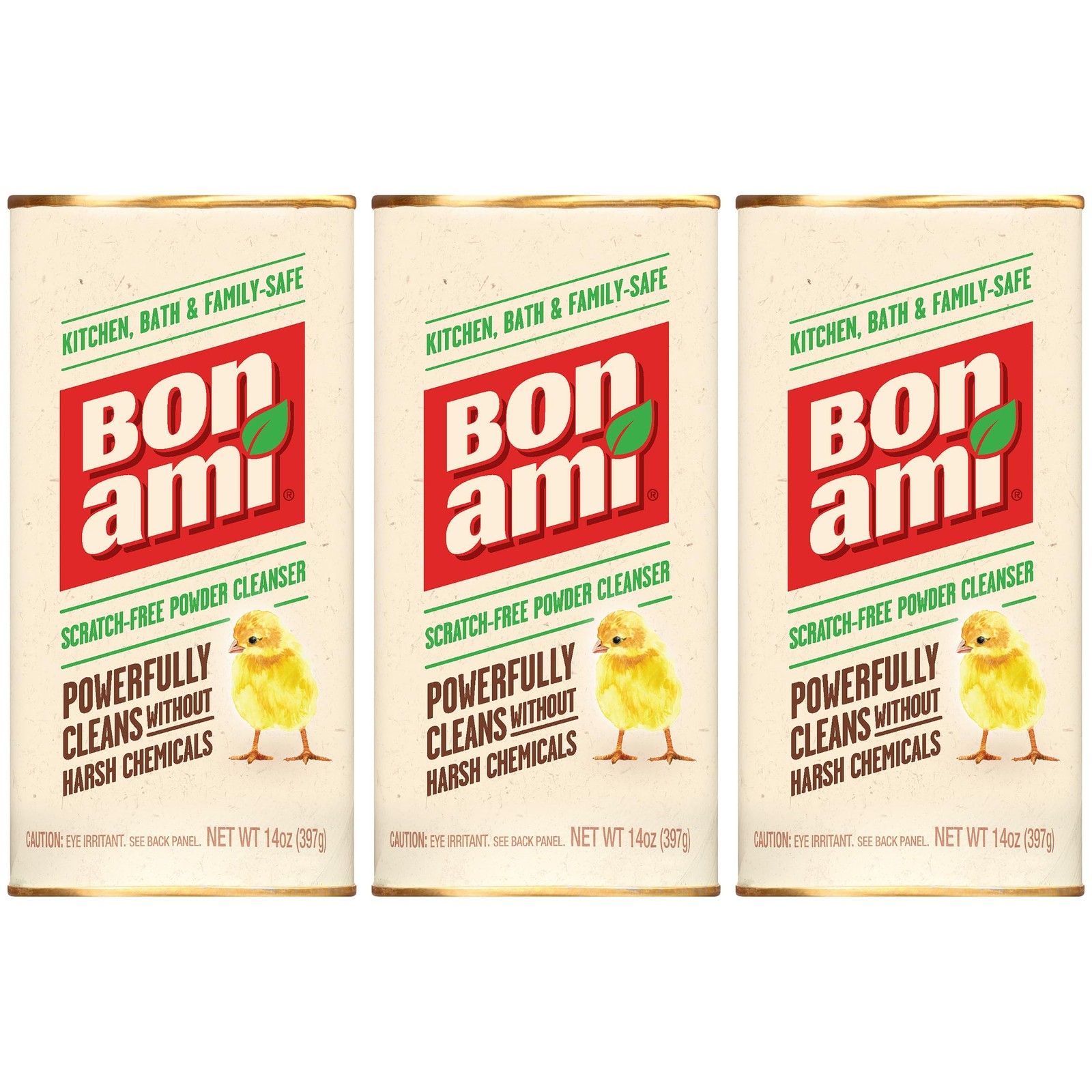 BON AMI Powder Cleanser for Kitchens & Bathrooms – All 14 Ounce (Pack of 3)