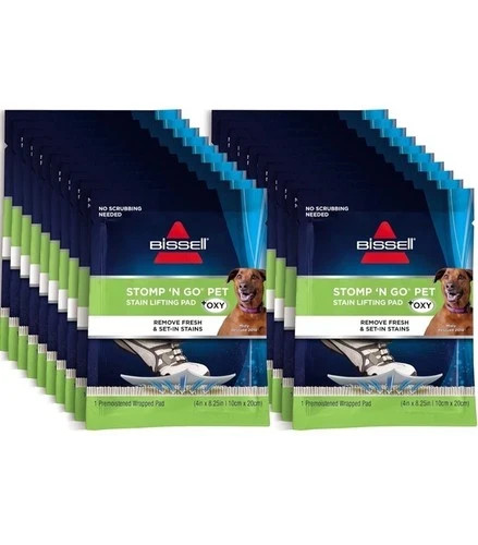 Bissel Stomp ‘N Go Pet Lifting Pads + Oxy Stain Carpet Rug Cleaning, 20 Pack