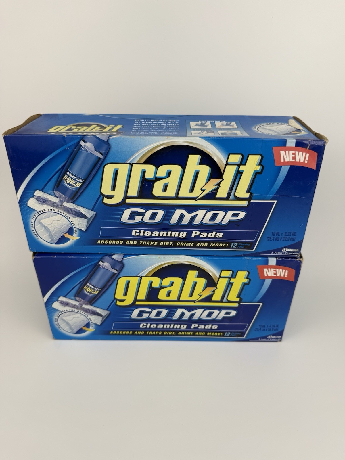 2x GRAB IT GO MOP Mopping System Cleaning Refill Pads 24 Total