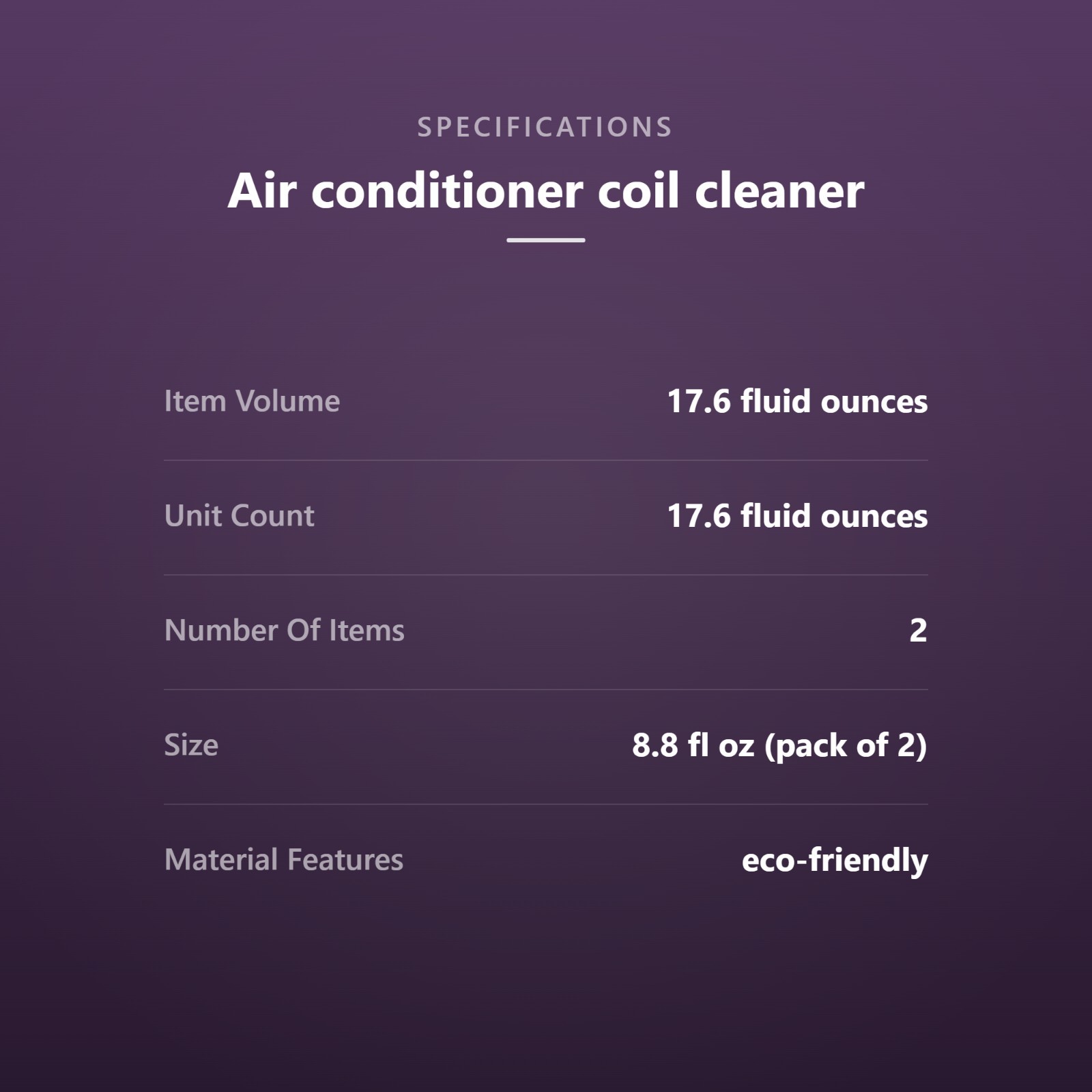 Air Conditioner Coil Cleaner, 17.6 Fl Oz, 2 Pack Foaming Coil Cleaner .