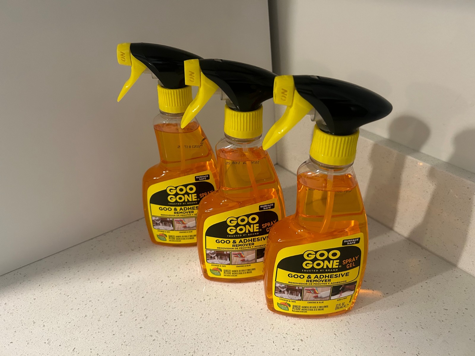 GOO GONE ADHESIVE Glue Gum Remover Fresh Citrus & Surface Safe 12Oz (3 Pack)
