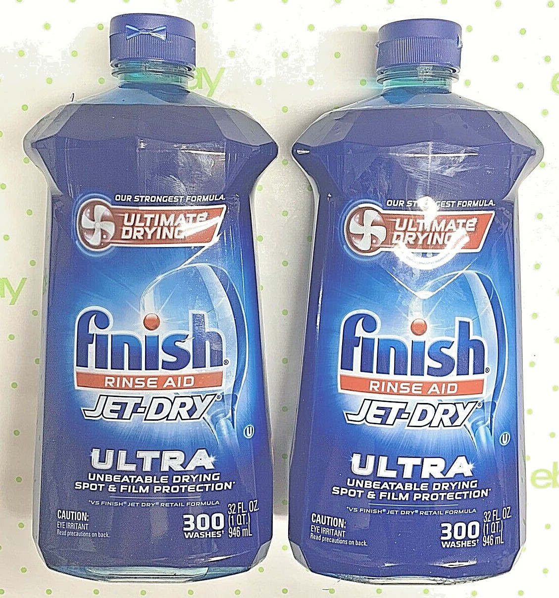 2 Jet Dry Ultimate Spot & Film Removal Finish Rinse Aid Plus 300 Washes 32 Oz NE
