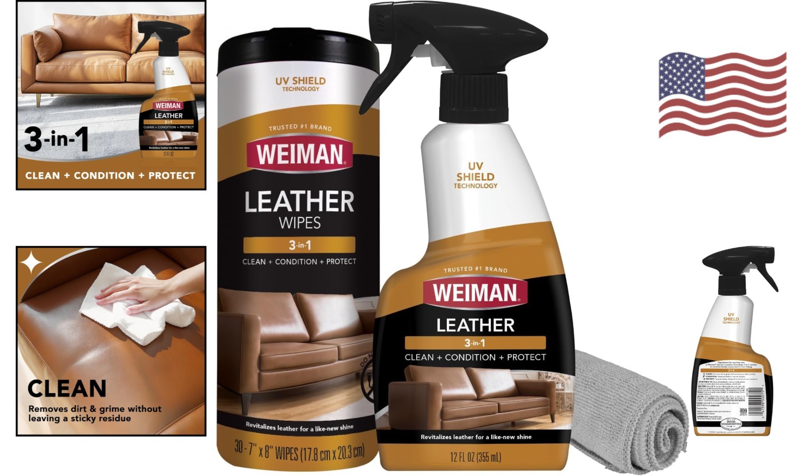 Multi-Use Leather Cleaner & Conditioner for Furniture and Auto – Scented Formula