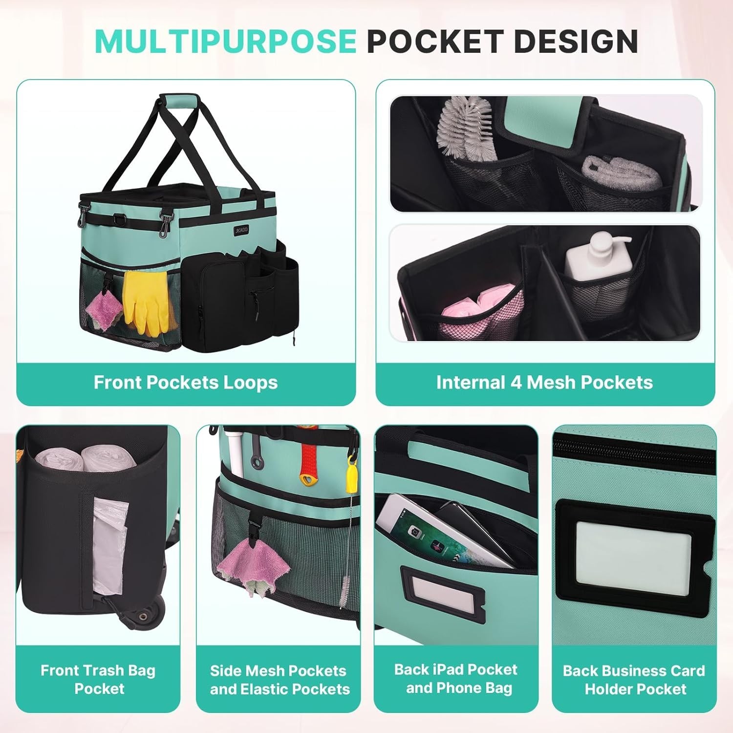 Lightweight & Foldable 40L Cleaning Bag with Durable Wheels – Home Essential