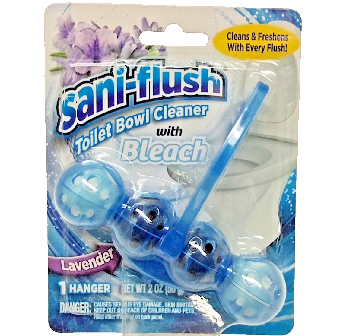( Lot 4 ) Sani-Flush Toilet Bowl Cleaner Lavender w/Bleach 4Balls Hanger 2 Oz Ea