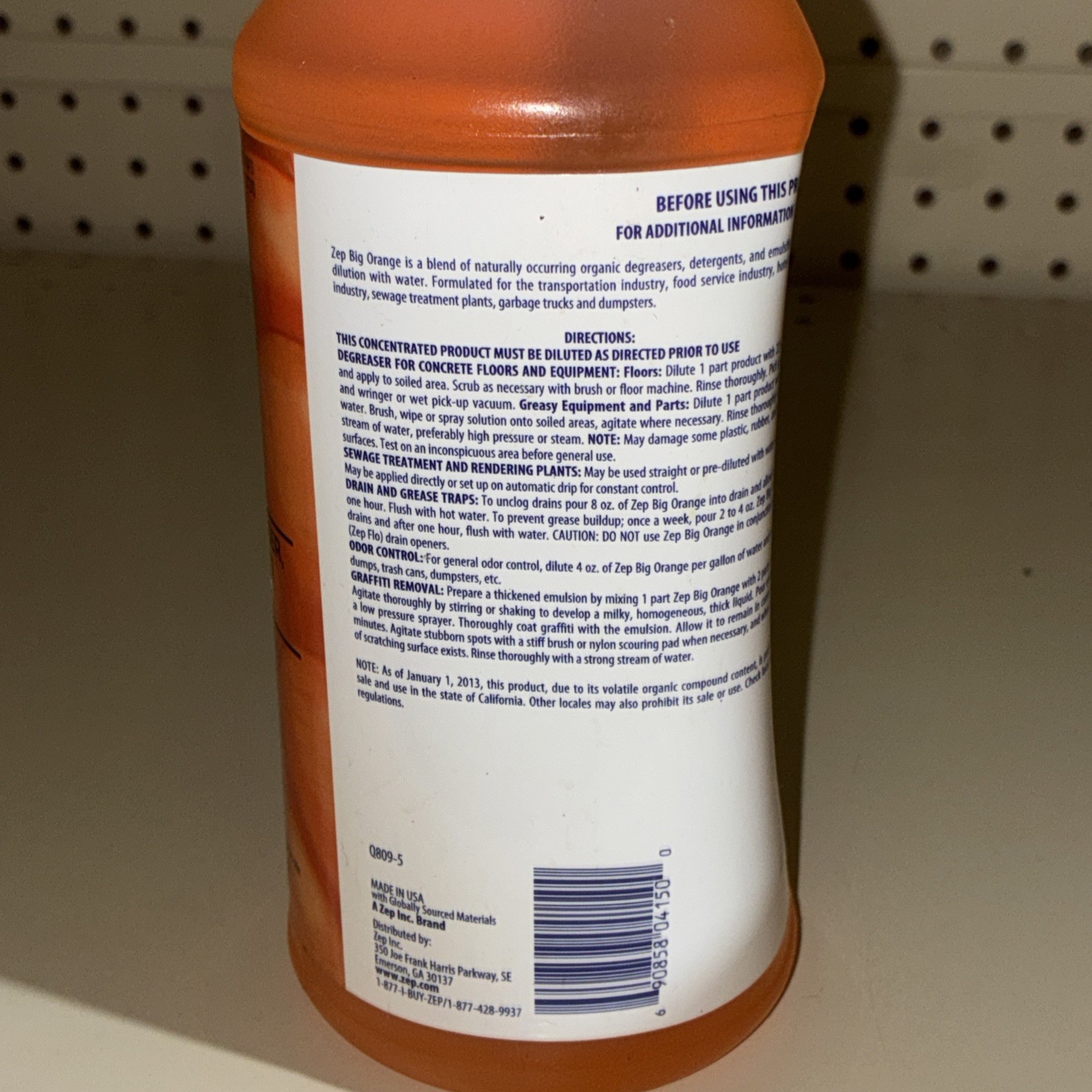 ZEP BIG ORANGE INDUSTRIAL DEGREASER & GRAFFITI REMOVER – 32 OZ.