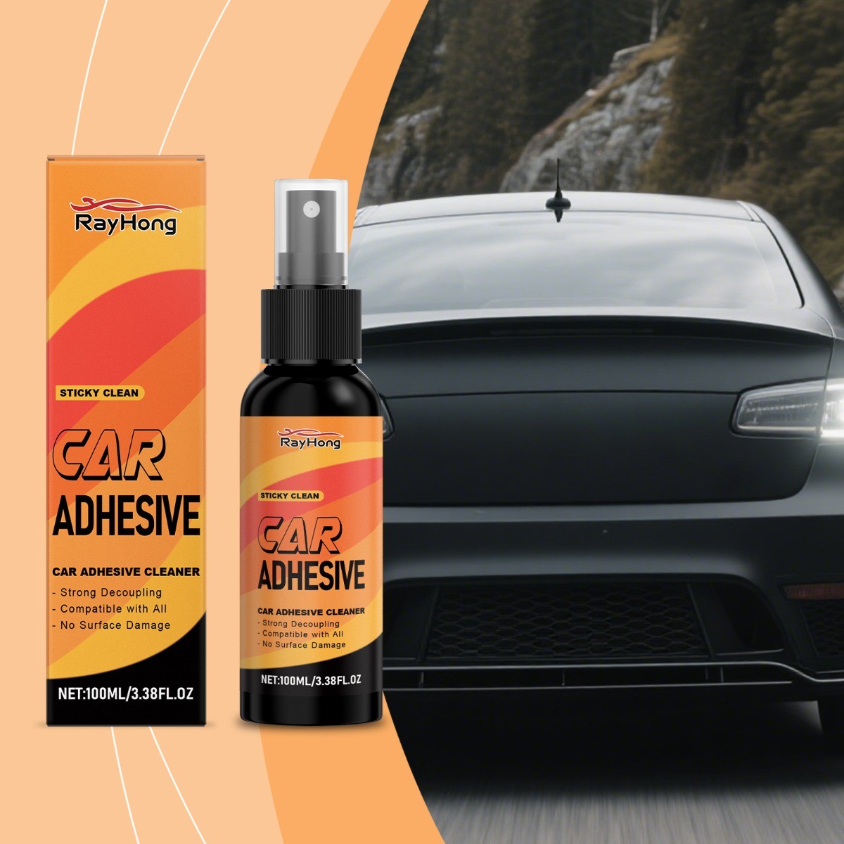 Car Adhesive Remover Spray for Stickers Residue Multi-Surface Safe Cleaner