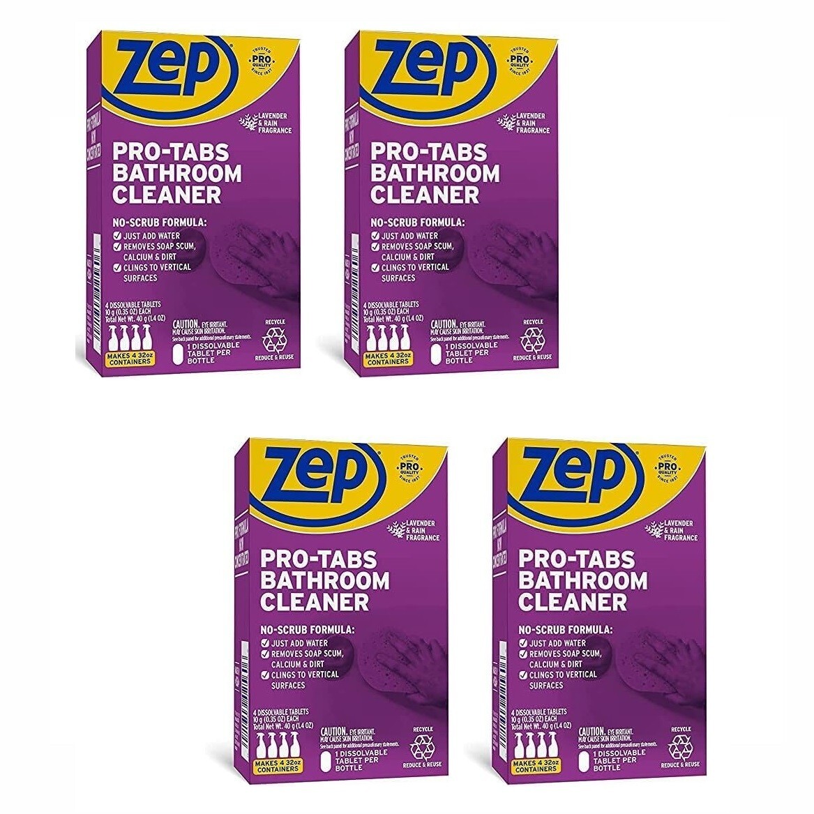 Zep Pro Tabs Bathroom Cleaner Dissolvable Tablets 4 Pack (16 total tablets)