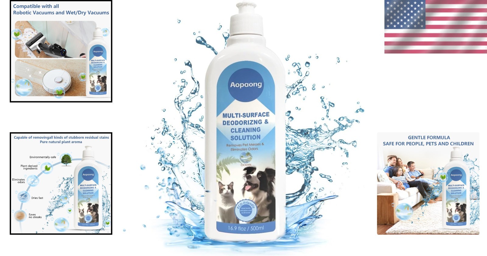 Eco-Friendly Multi-Surface Floor Cleaning Solution with Ocean Scent – 16.9Fl Oz