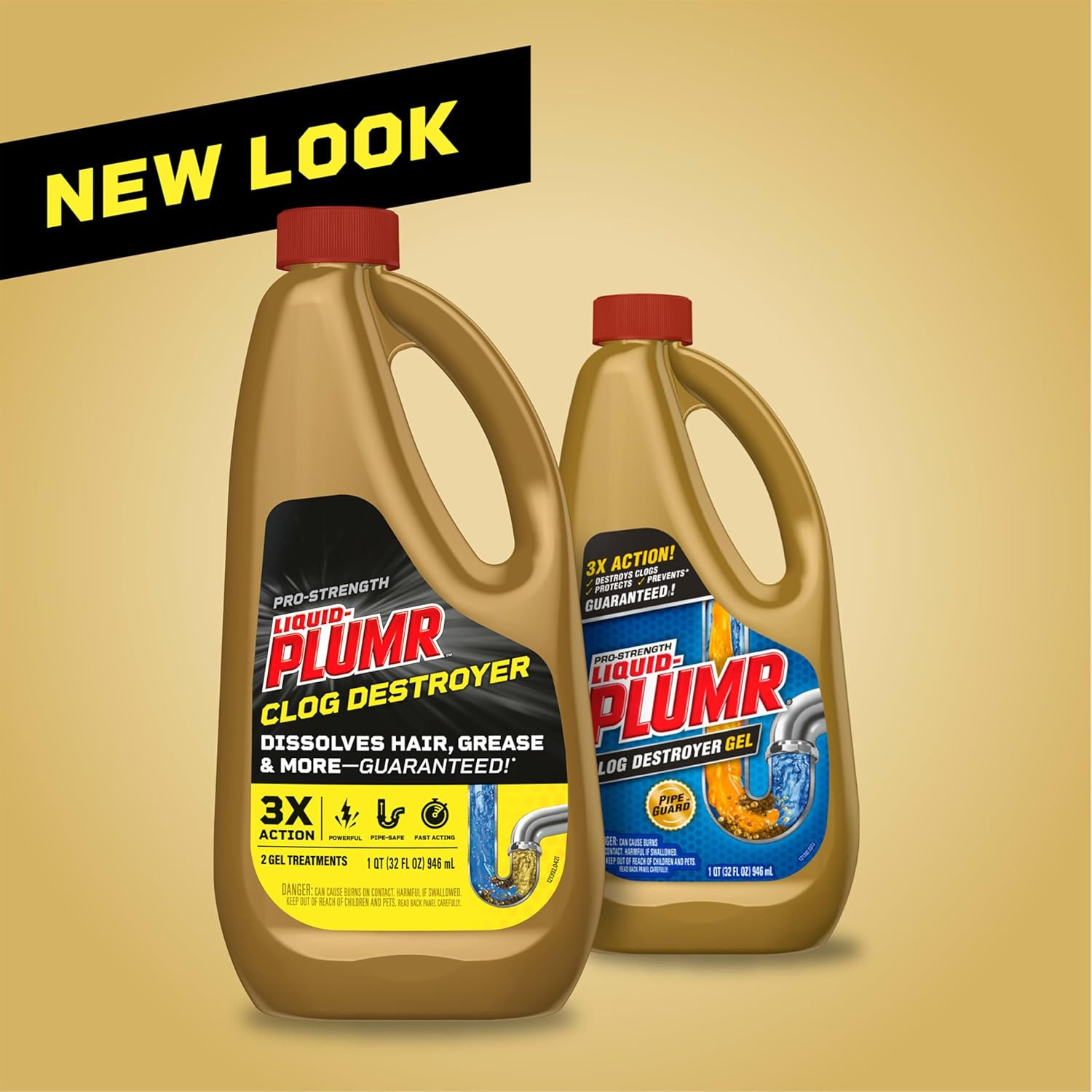 Liquid-Plumr Pro-Strength Clog Destroyer, Liquid Drain Cleaner, 32 Fluid Ounces