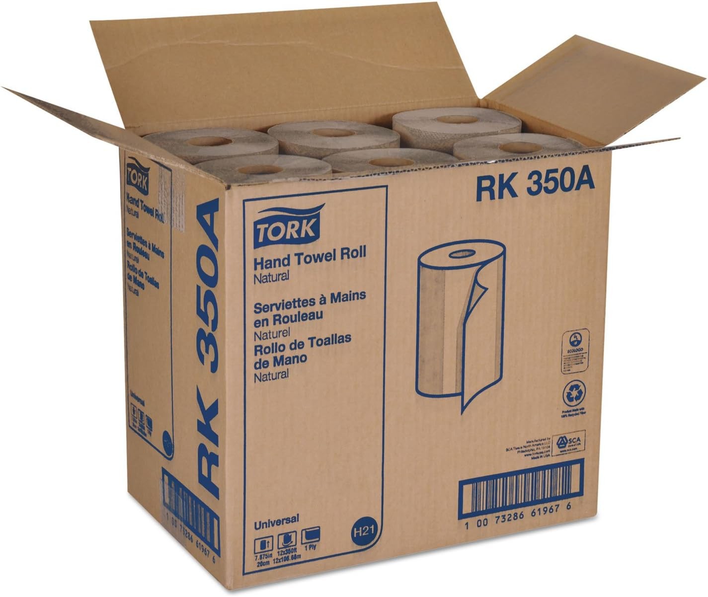 Tork Paper Hand Towel Roll Natural H21, Universal, 100% Recycled Fiber, 12 Rol