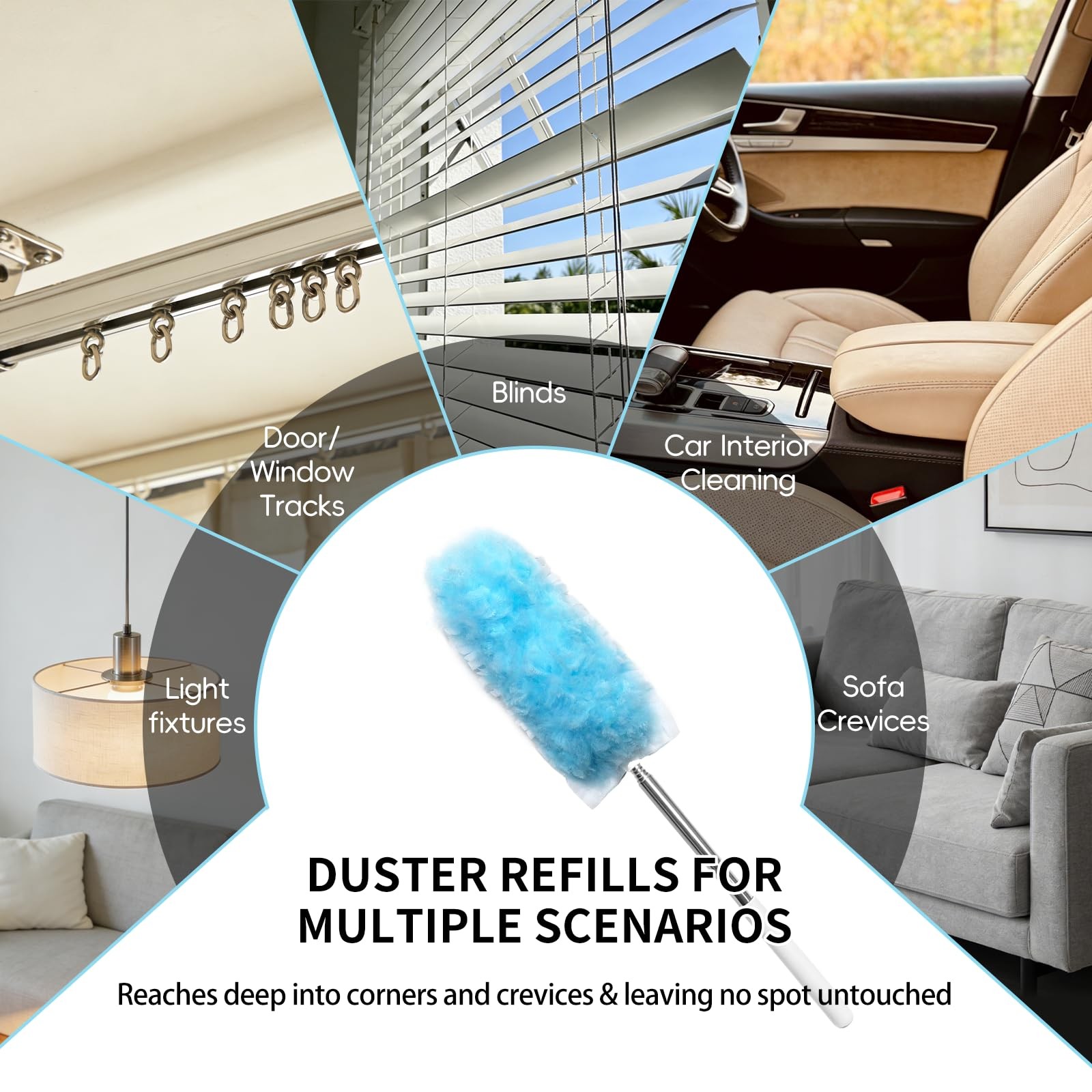 360 Duster Refills for Swiffer Dusters Refill with 2 Upgrade Extendable Handl…