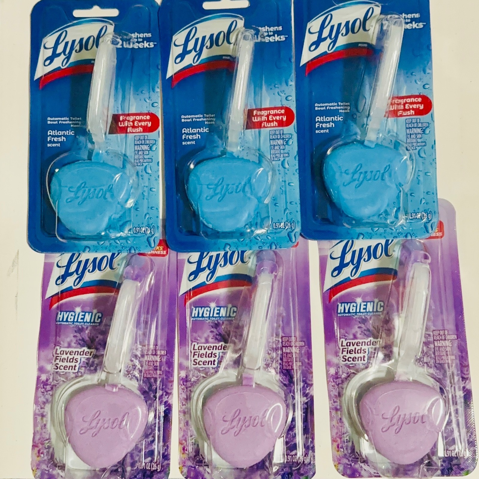 lysol toilet bowl cleaner lavender scent 2 weeks freshness 0.91oz 6pack