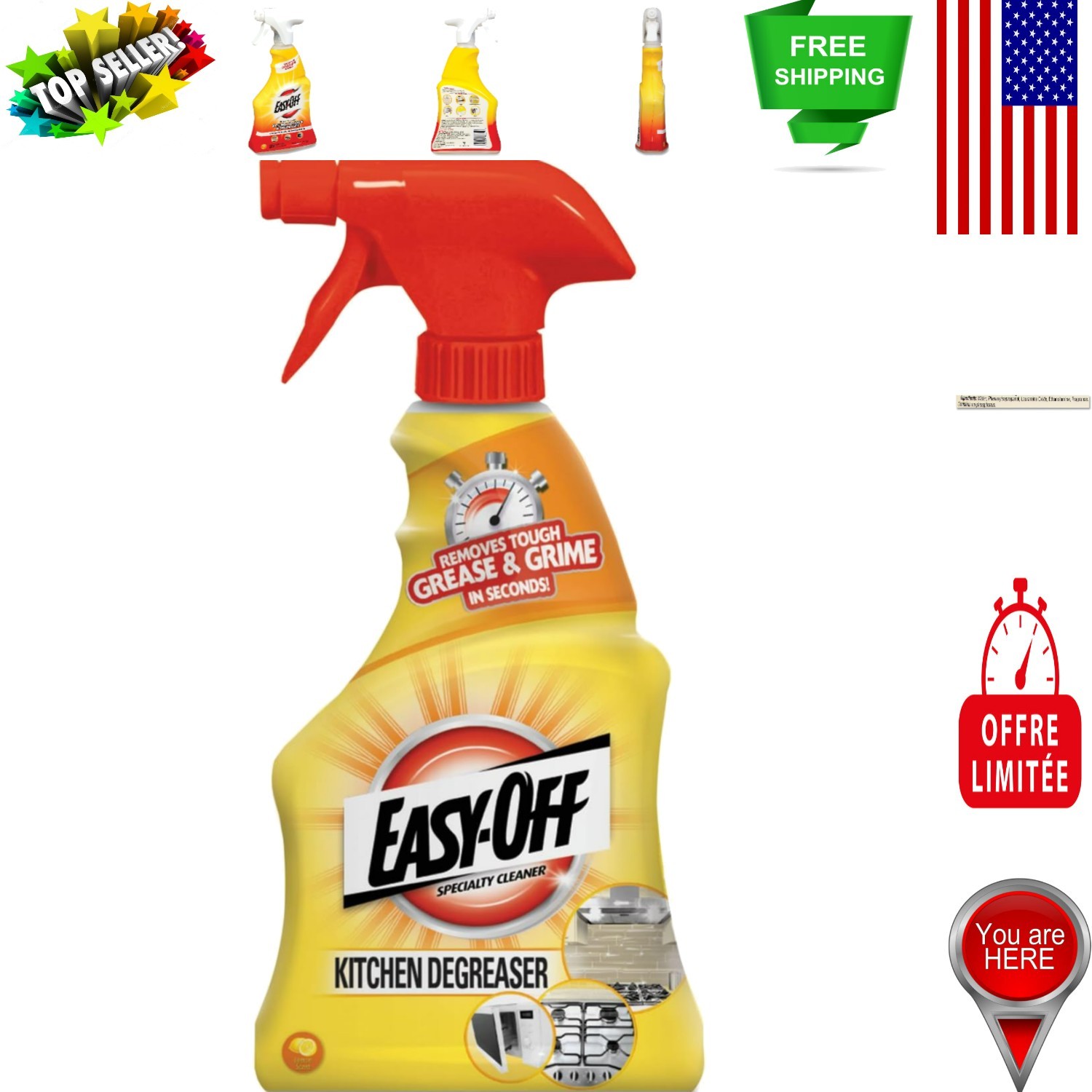 Lemon-Scented Specialty Kitchen Degreaser Cleaner – 16 Fl Oz for Tough Grime