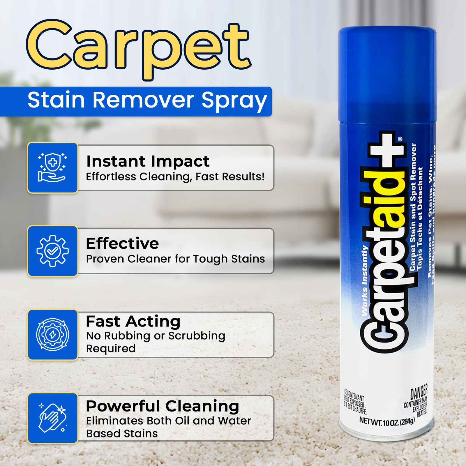 Carpet Stain Remover Spray 10 Ounce Pack of 2 Quick Effective Multi Surface C…
