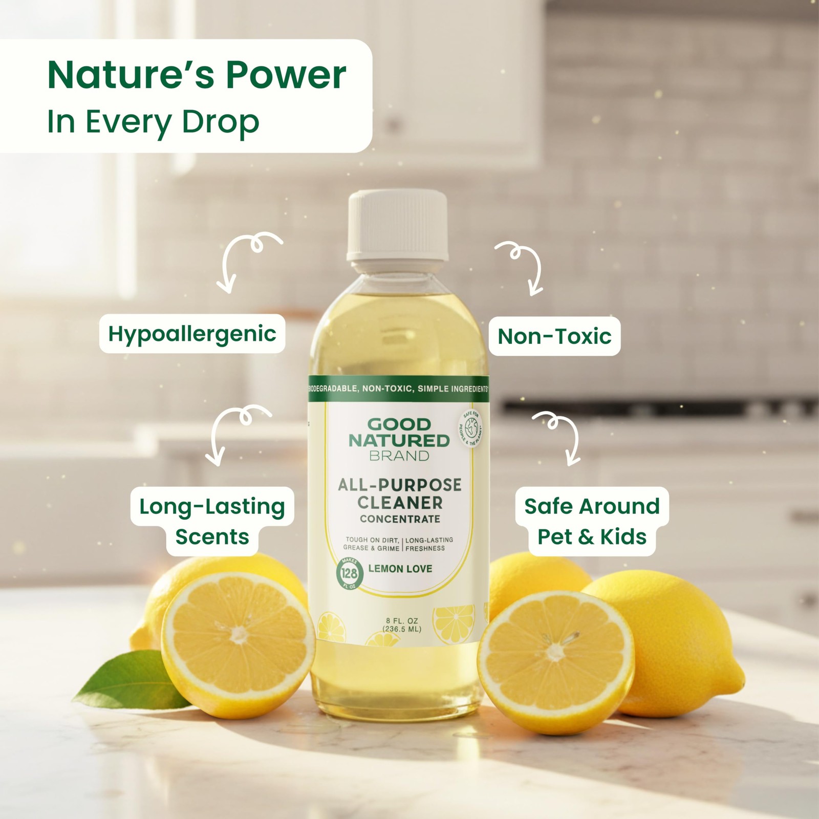 All-Purpose Cleaner Concentrate | 8oz makes 128oz | Lemon Essential Oil | 16X…