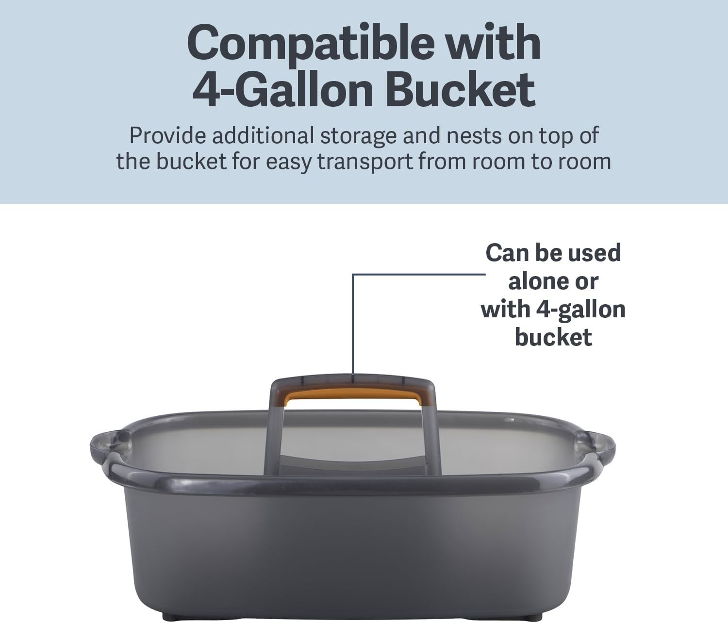 Compact 1.85-Gallon Cleaning Caddy with Orange Handle – Stylish & Practical