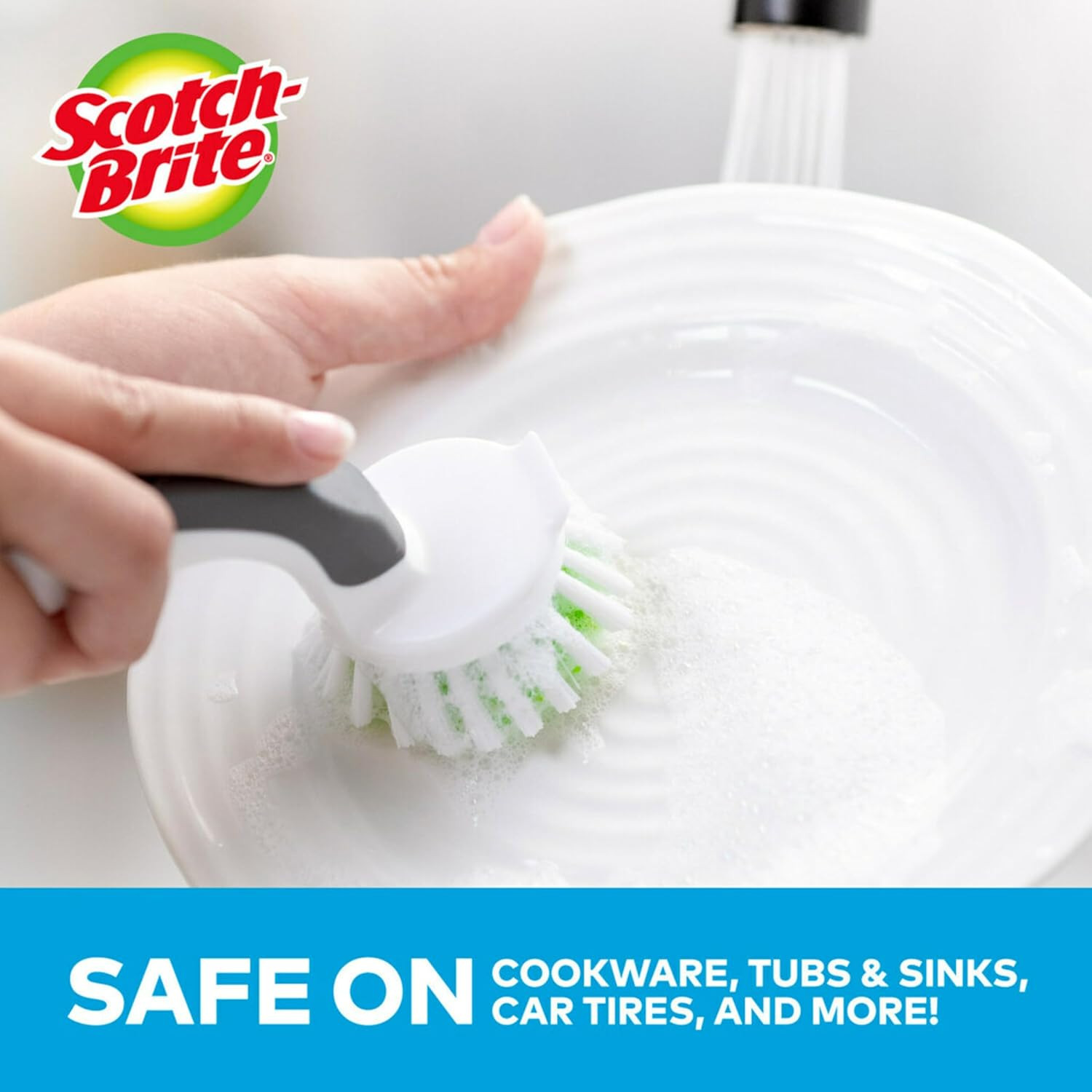 Scotch-Brite Little Handy Scrubber Brush, 6 Dish Brushes, Dish Brush with Long L