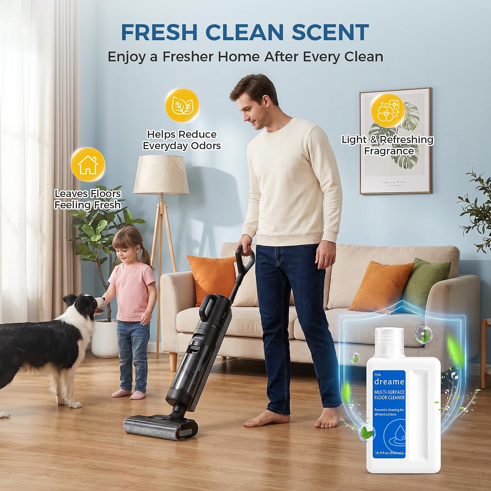 33.8 Fl Oz (1000mL) Cleaning Solution with Dreame Wet Dry Vacuum Cleaners, 2P…