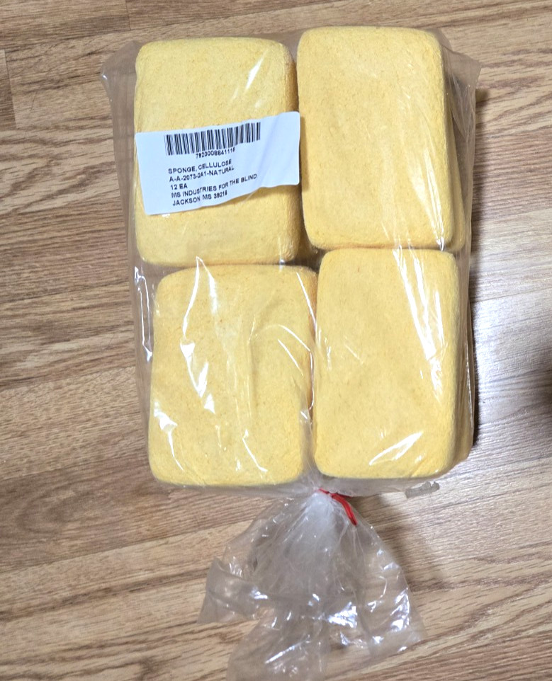 Cellulose Sponge, 12 pk Large Yellow, wet 6.25″ x 4.25″ x 2-1/8″, Commercial