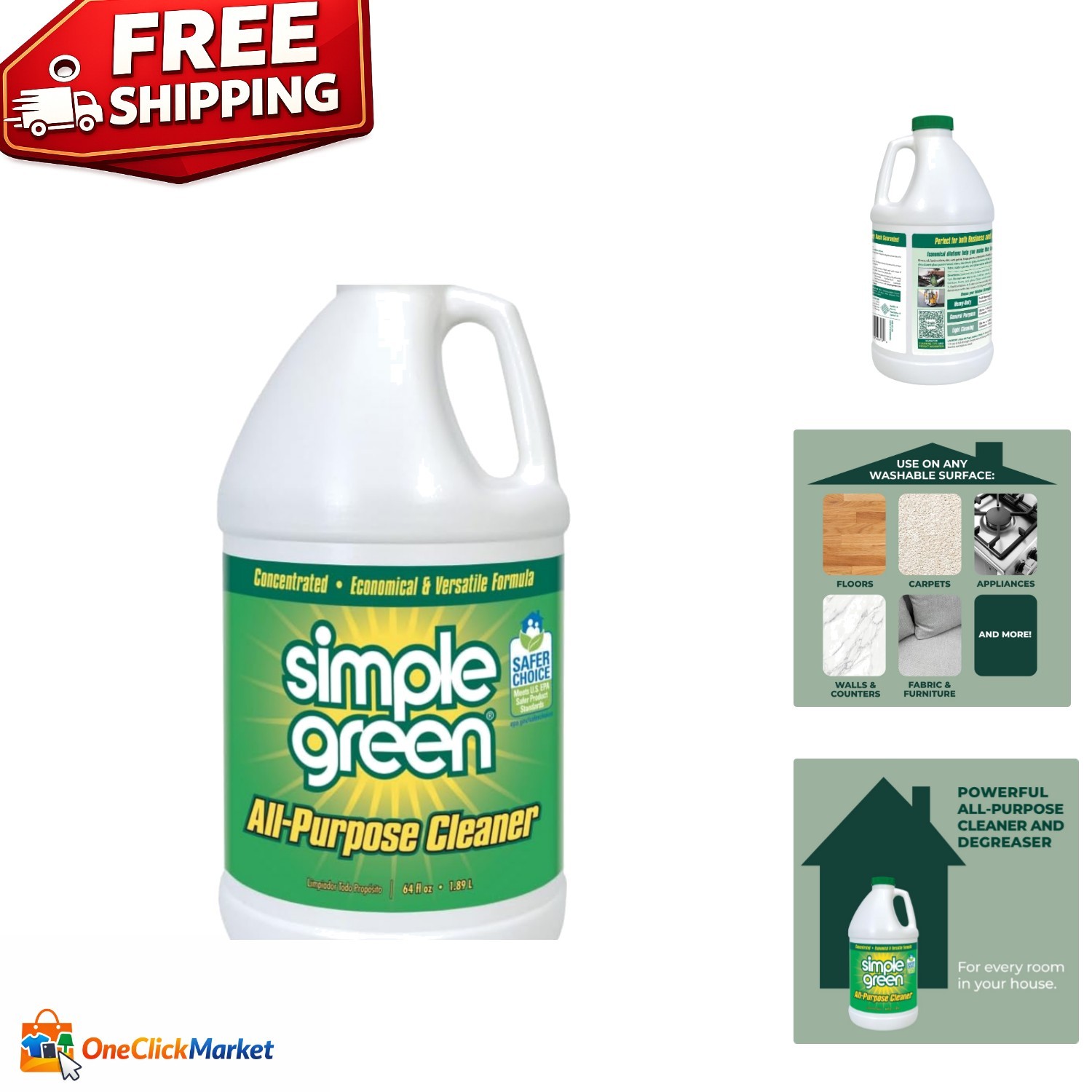 64 Fl Oz All-Purpose Cleaner Concentrate – Eco-Friendly & Versatile Solution