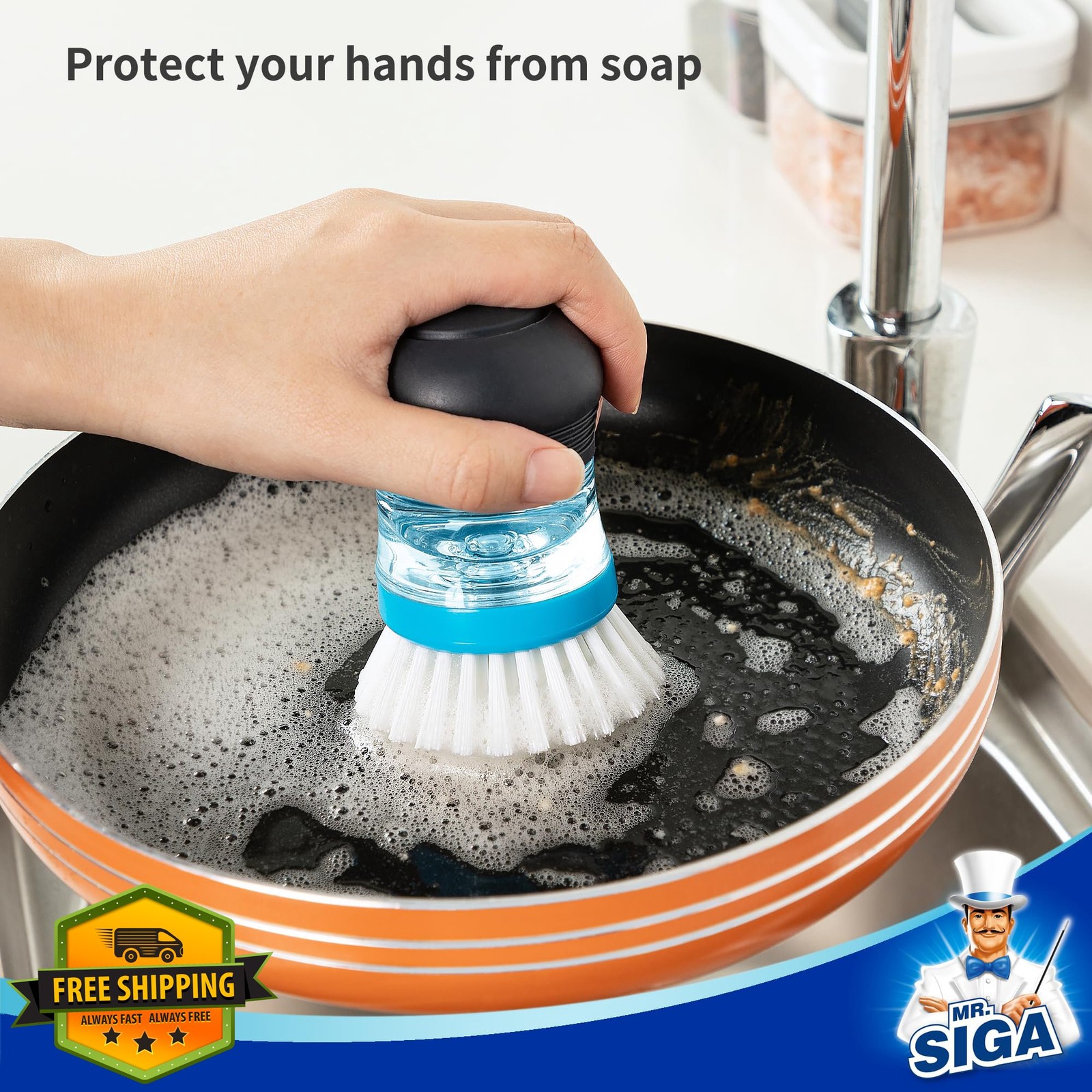 MR.SIGA Soap Dispensing Brush Navy