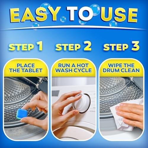 Washing Machine Cleaner Tablets for Pet Owners Pro – Front & Top Load HE Wash…