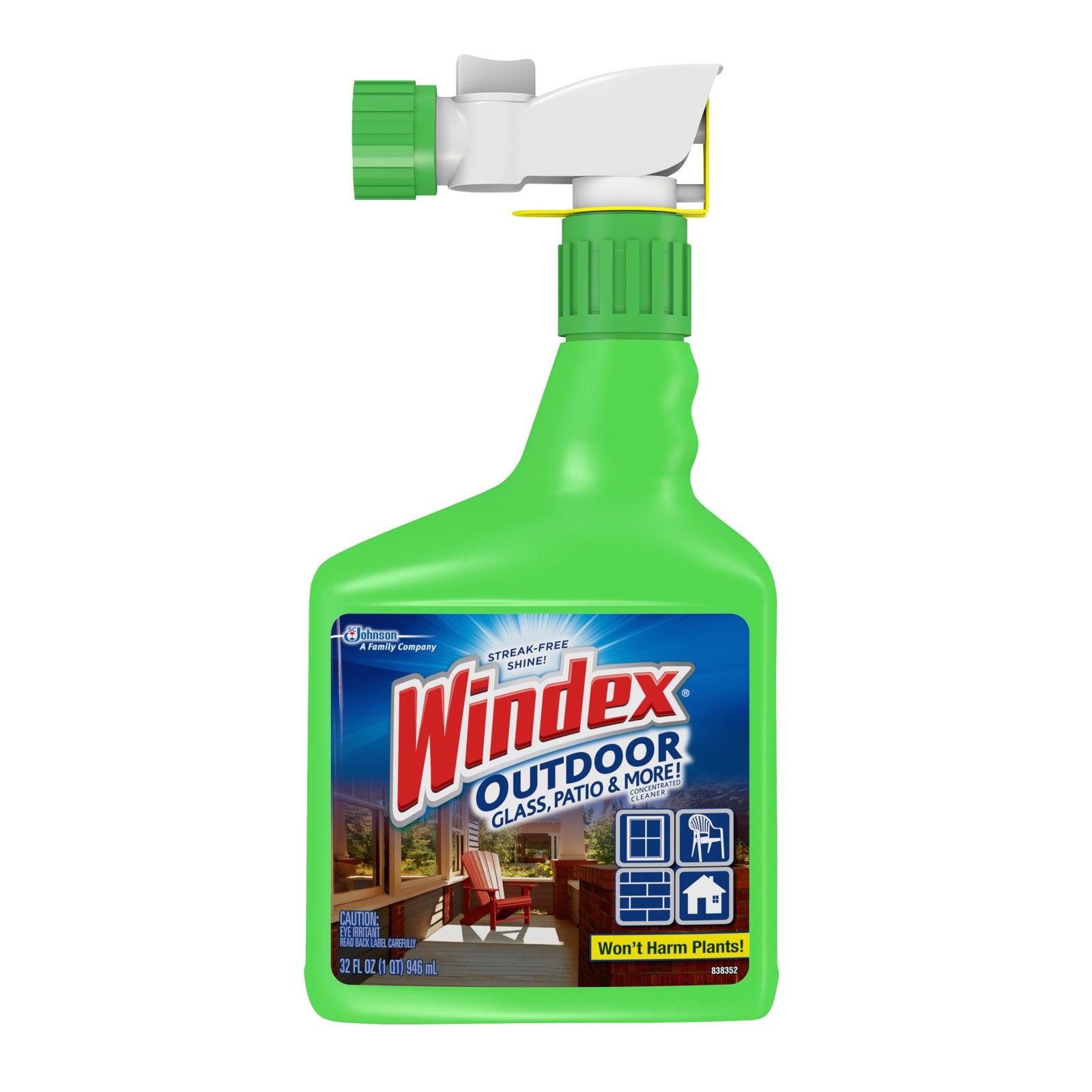 WINDEX 10122 Glass Cleaner, 32 oz Bottle, Liquid, Characteristic, Clear