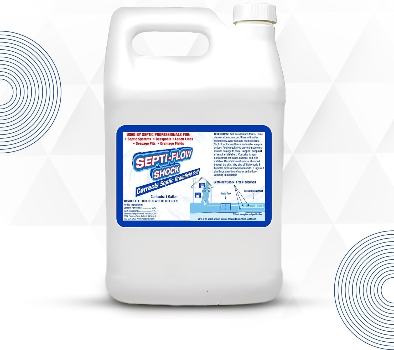 Heavy-Duty Shock Septic Drainfield Treatment – 128 Fl Oz to Clear Leach Fields