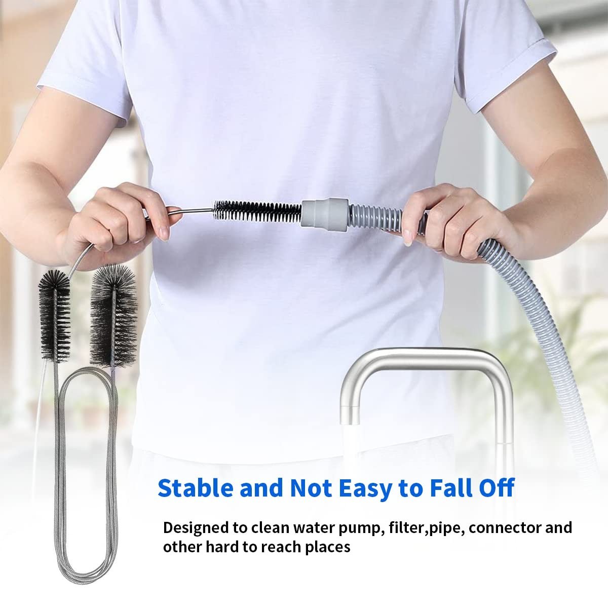 Double Ended Hose Brush, 8.2Inch Nylon CPAP Cleaner, 10Pcs, Black