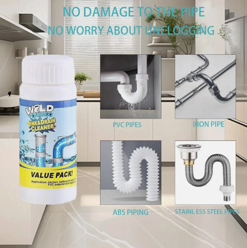 3x Fast Drain RemoverHot Sink Pipe Dredge Bomb Toilet- Quick Foaming Cleaner