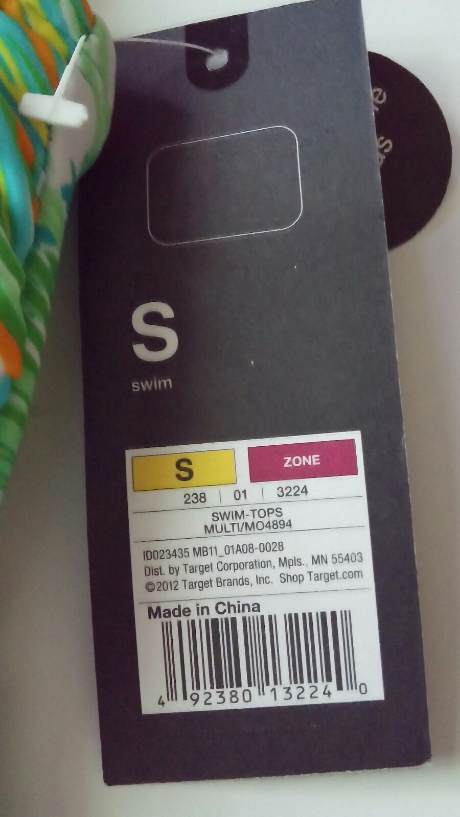 MOSSIMO SWIM-TOP REMOVABLE PADS GREEN MULTI-COLOR SIZE SMALL NWT RETAIL $24.99