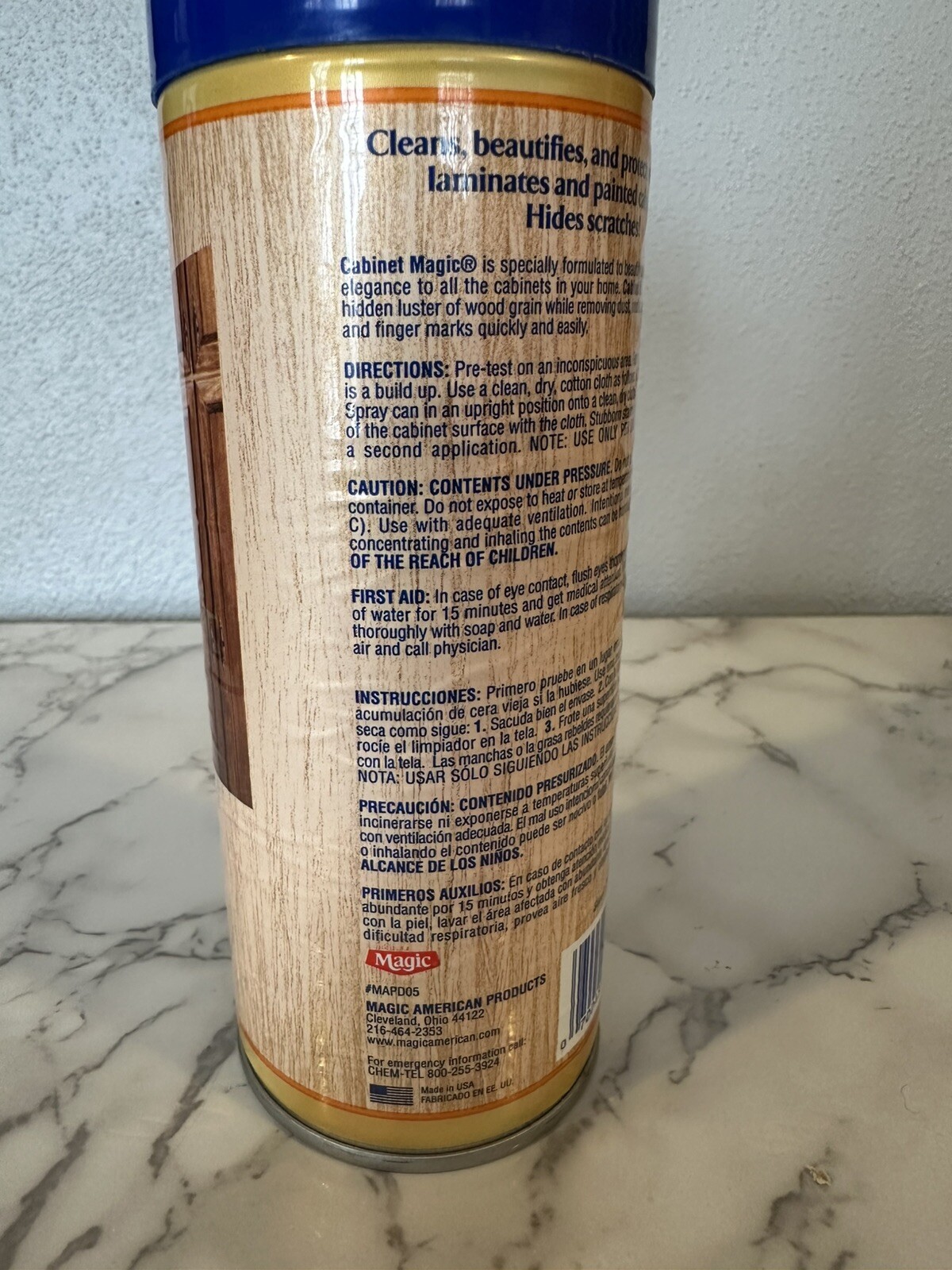 Vintage Cabinet Magic. For Finished Natural Wood. 13oz. Blue Cap. Used. 90% Full