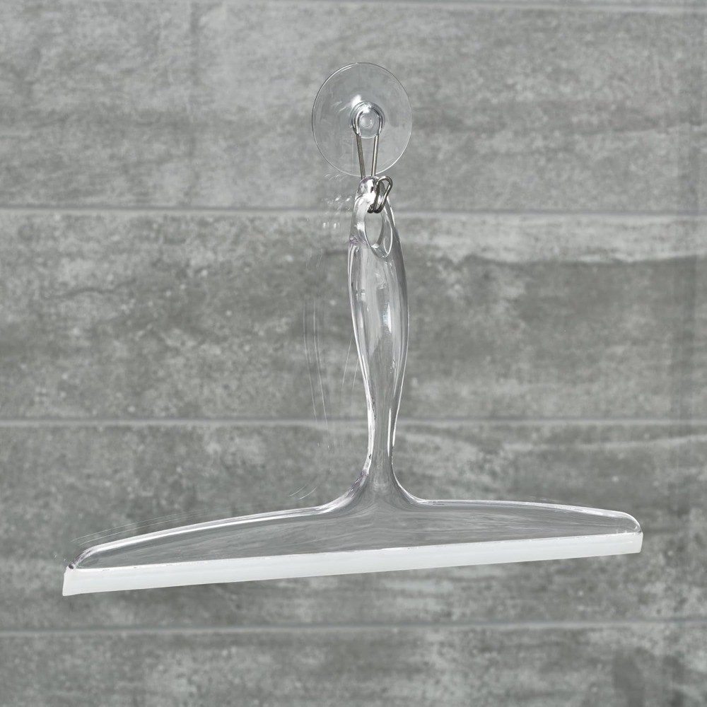 Clear Plastic Bath Squeegee for Shower Glass with Suction Cup Hook Holder