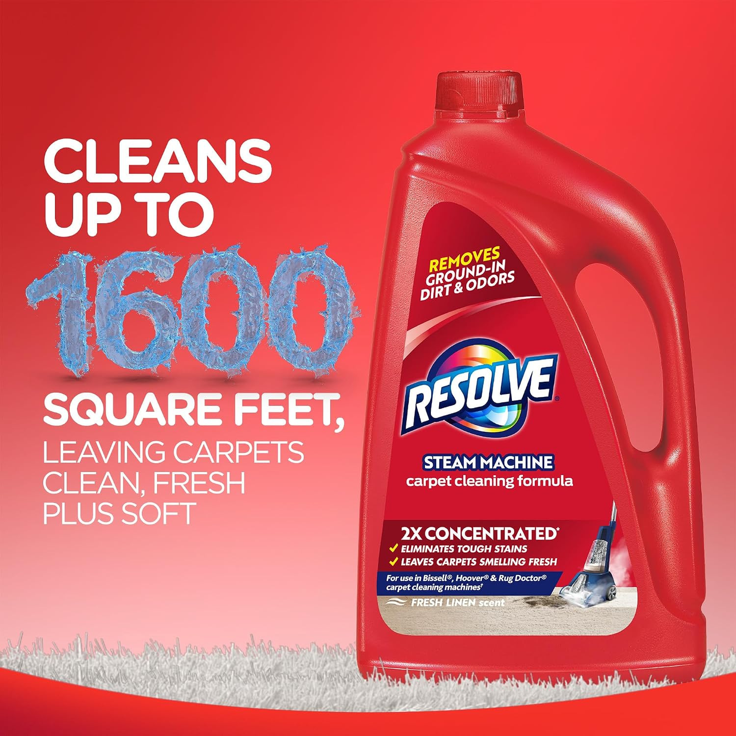 Resolve Steam Carpet Cleaner Solution Shampoo, 3.75 Lb Bottle, 2X Concentrate, S