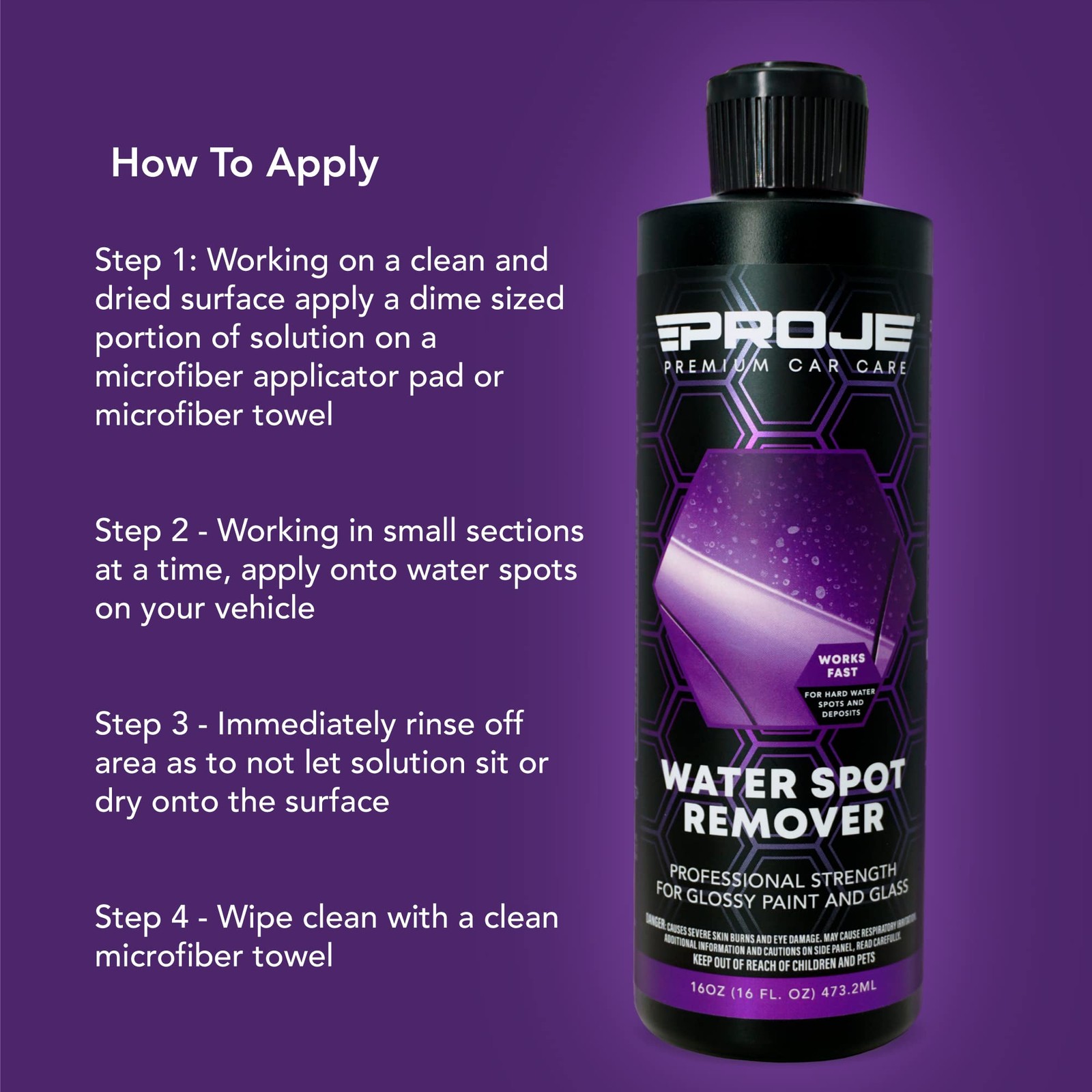 Water Spot Remover Cleaner for Glass Paint Metal Car Detailing 16oz