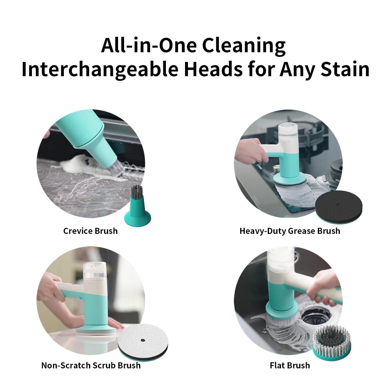 Dual-Rotation Electric Scrubber – IPX5 Waterproof Multi-Surface Cleaning Brus…