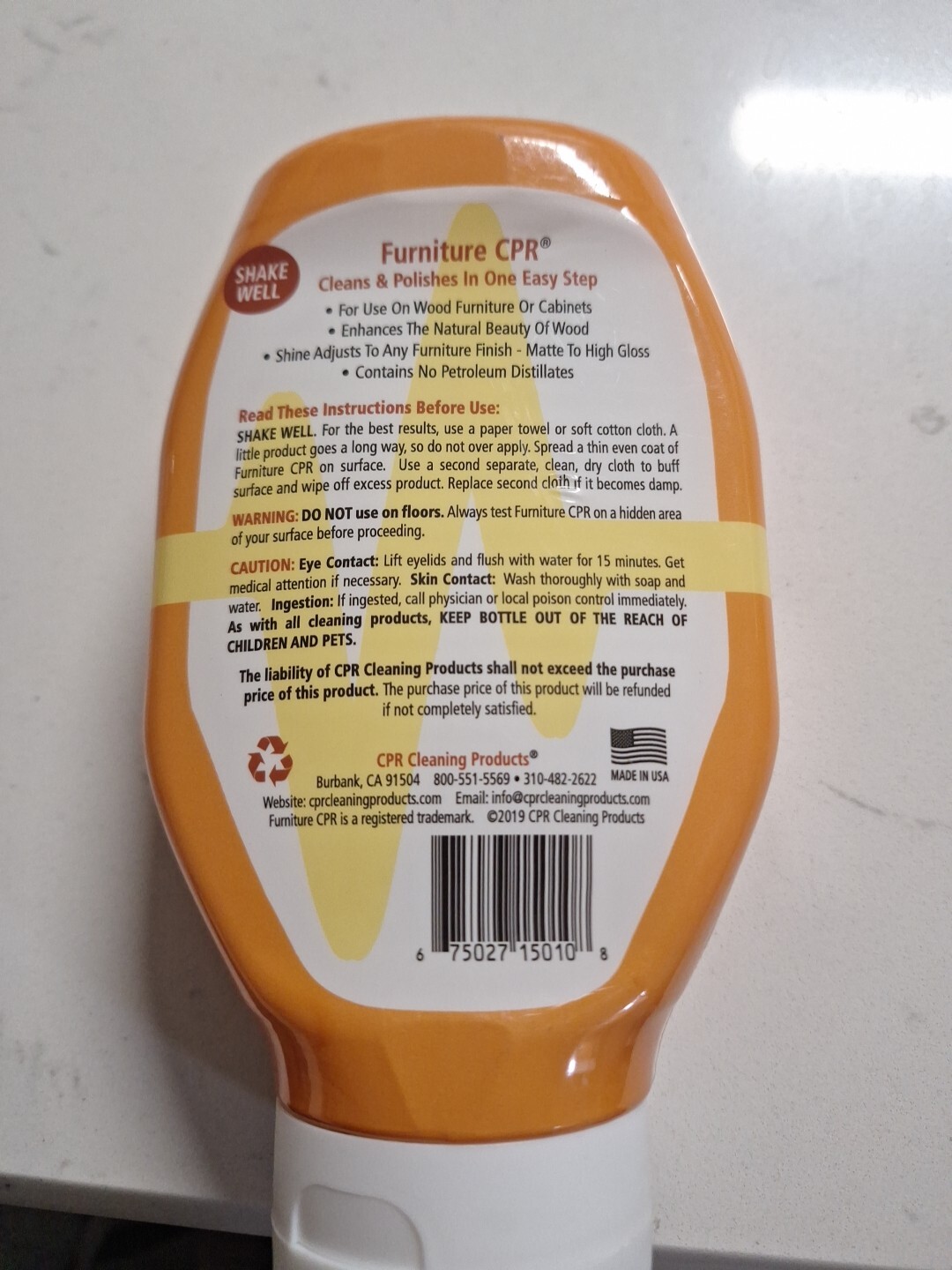 Furniture CPR Cleaner & Polish 18oz by CPR Cleaning Products Exp 9/22