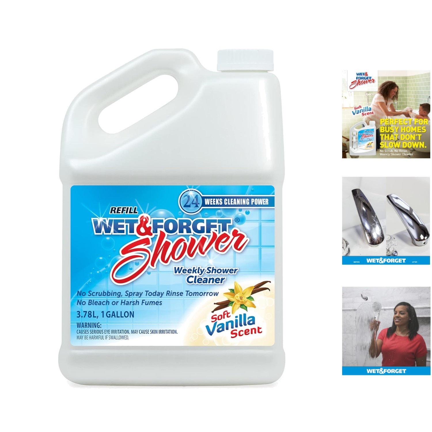 128 Fl Oz Vanilla Scented Shower Cleaner – Weekly No Scrub Bleach-Free Formula