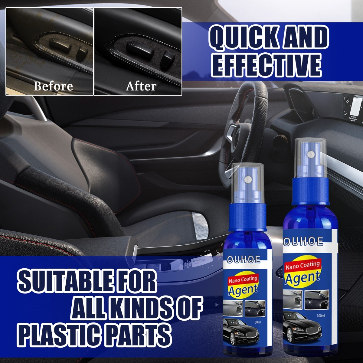 Car Interior Plastic Restorer Spray Dashboard Cleaner & UV Protectant
