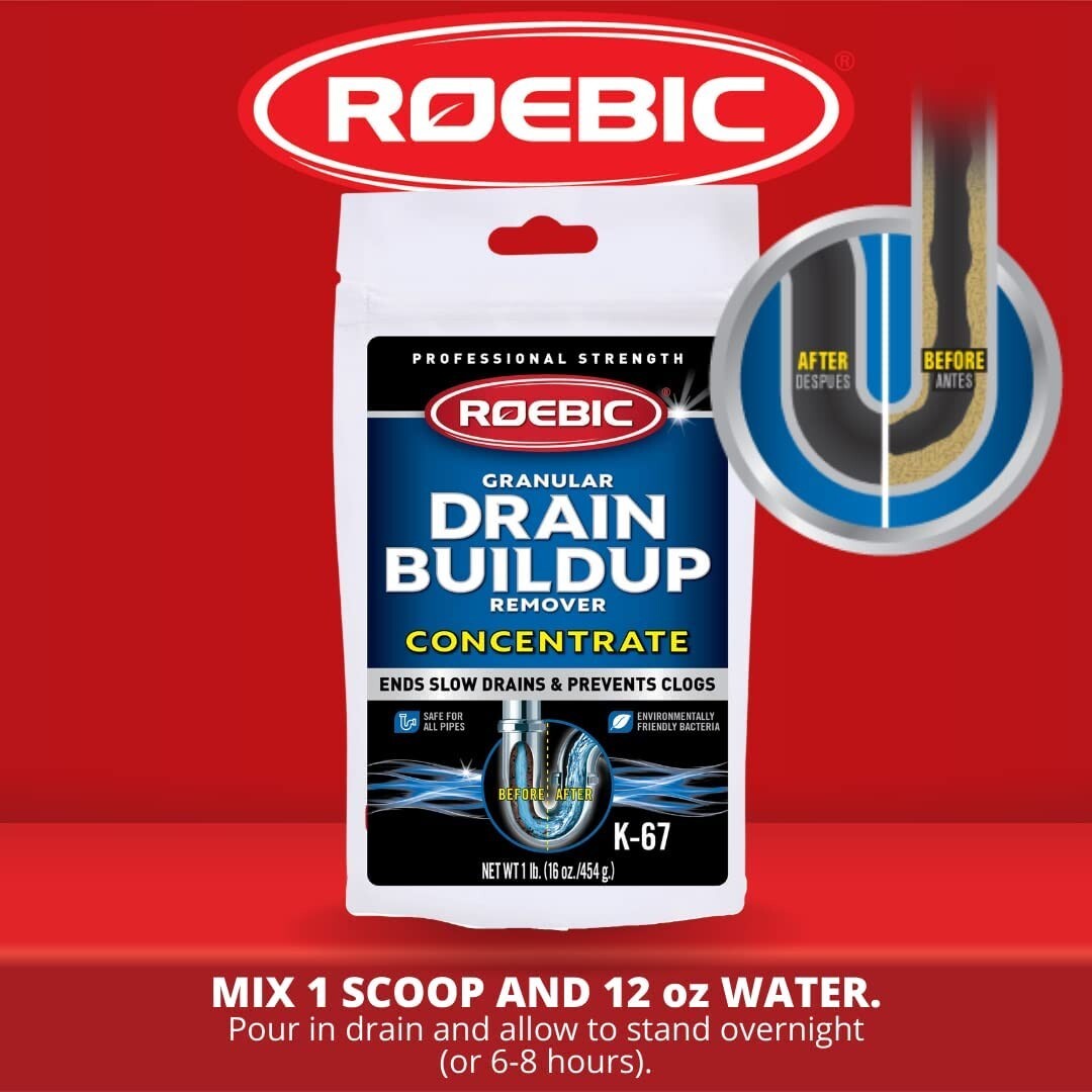 Roebic K-67 16 oz Granular Drain Buildup & Trap Cleaner – Pack of 3