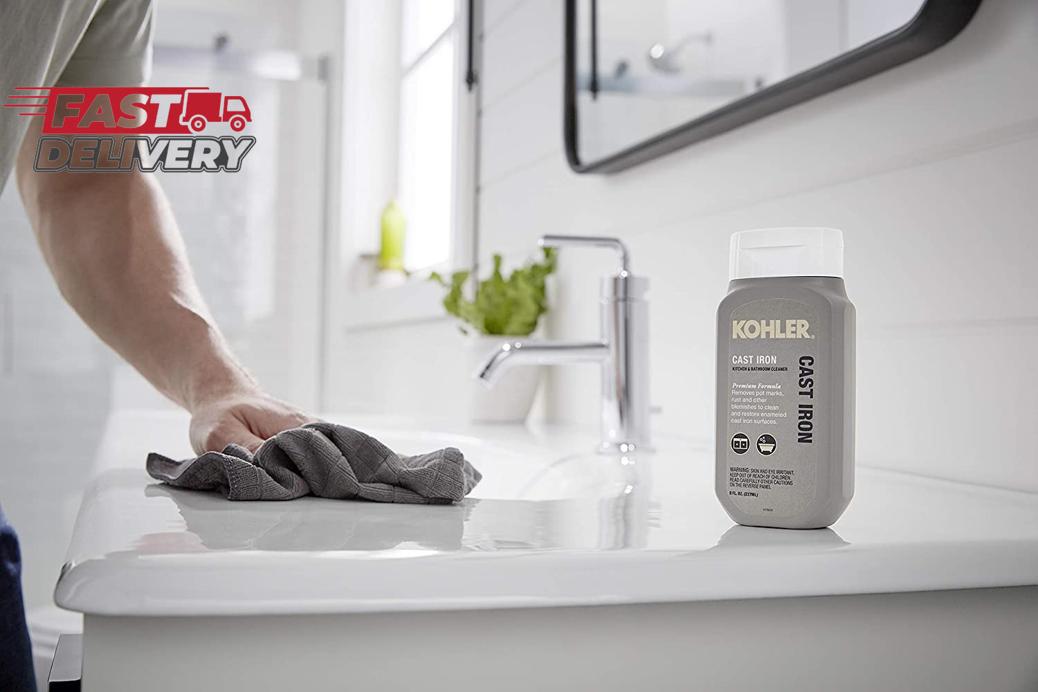 KOHLER K-23725-NA Cast Iron Cleaner, for Kitchen and Bathroom, 8 Oz Bottle, Non-