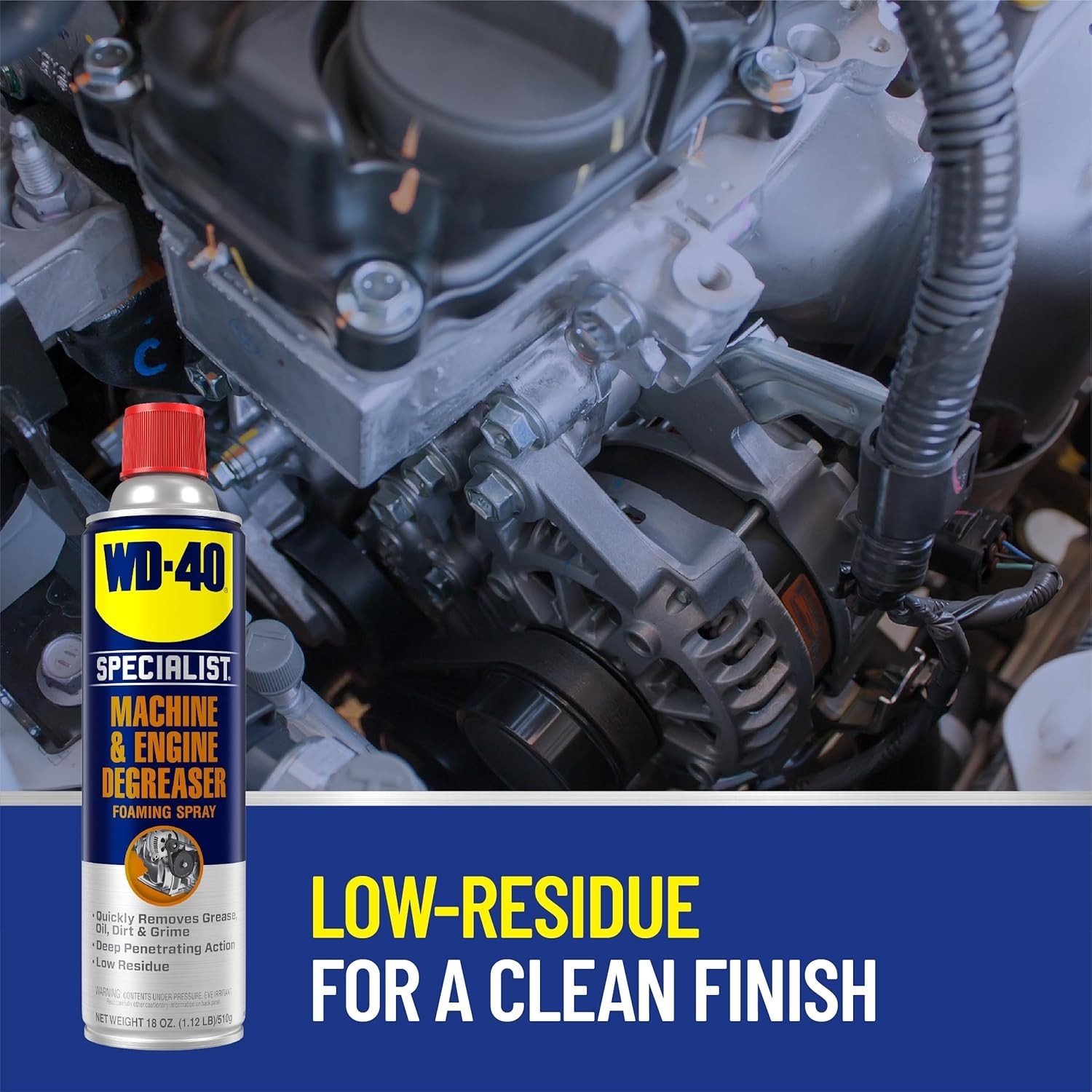 Industrial Strength Engine Degreaser Spray – Water-Based Foaming Formula, 18 OZ