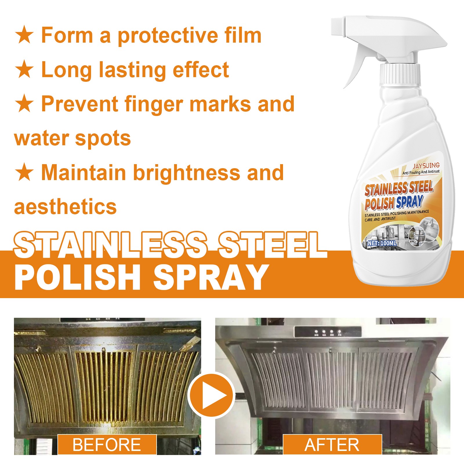 Stainless Steel Cleaner Polish Rust Remover for Cookware & Kitchen Surfaces